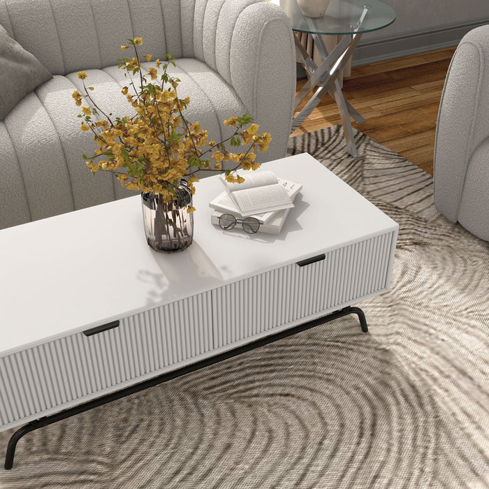 Yastara White Coffee Table with 2 drawers