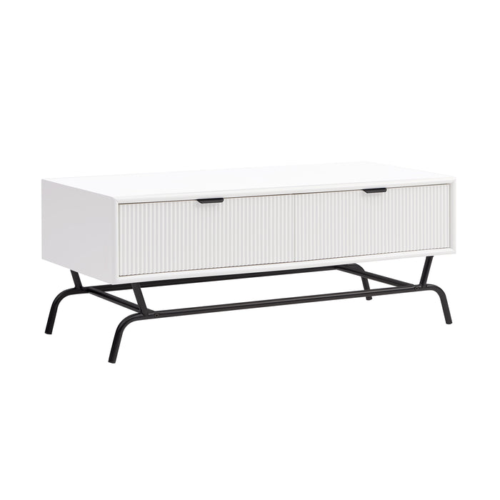 Yastara White Coffee Table with 2 drawers