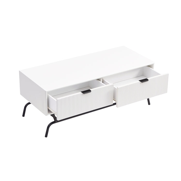 Yastara White Coffee Table with 2 drawers