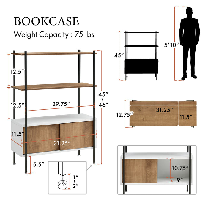 Milan White and Distressed Oak Bookcase