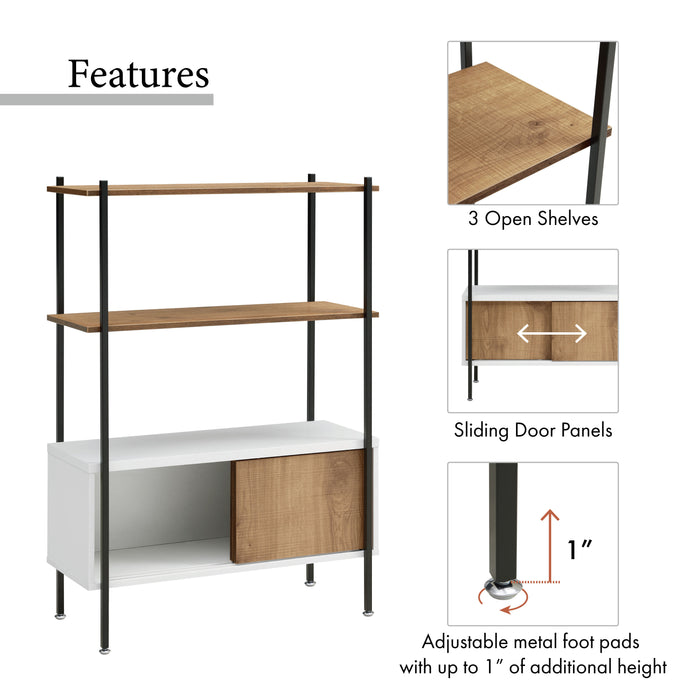 Milan White and Distressed Oak Bookcase