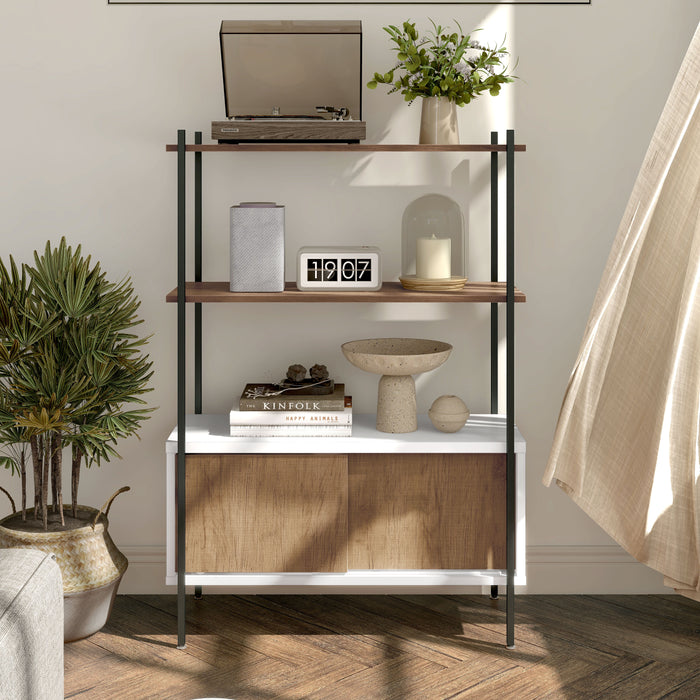 Milan White and Distressed Oak Bookcase