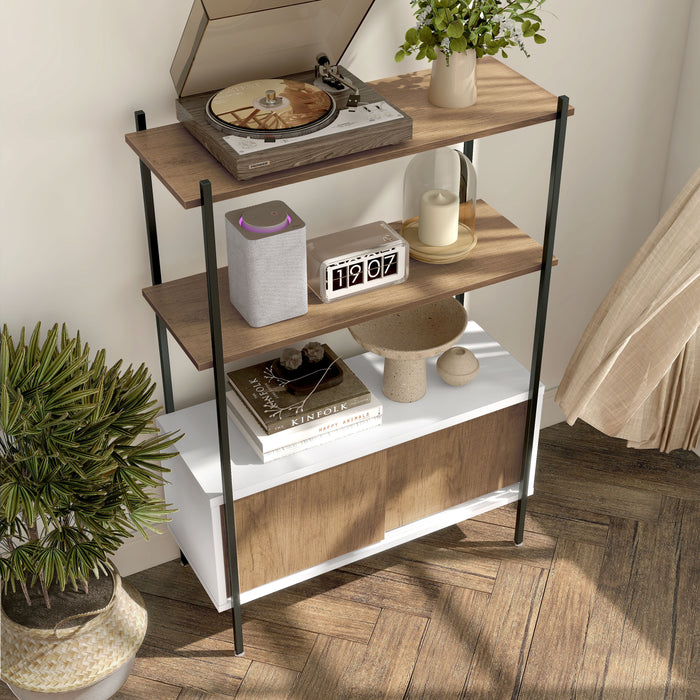 Milan White and Distressed Oak Bookcase