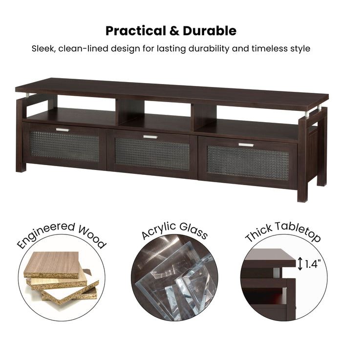 Castro Espresso and Frosted Pull-Down 3-Cabinet 70-inch TV Console