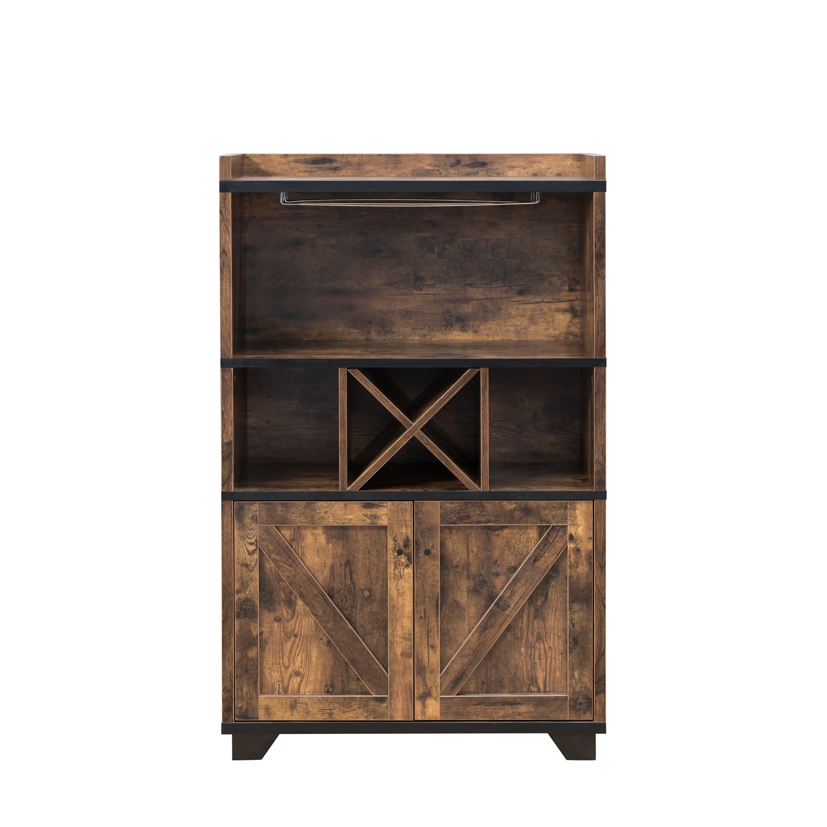 Bettis Rustic Distressed Wood Plank-style Barndoor Wine Bar Cabinet ...