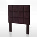 Left-angled biscuit tufted  purple flax flannelette upholstered headboard.